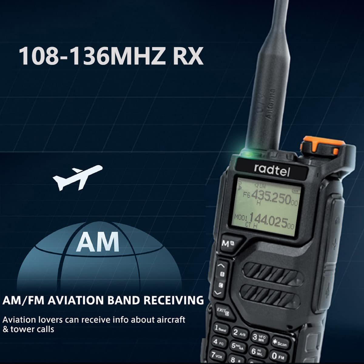 Radio Bidirectionnelle Tri Bande  RT-590 - 200 Canaux, 5 Watts, Réception Bande Aviation, Alertes Météo NOAA