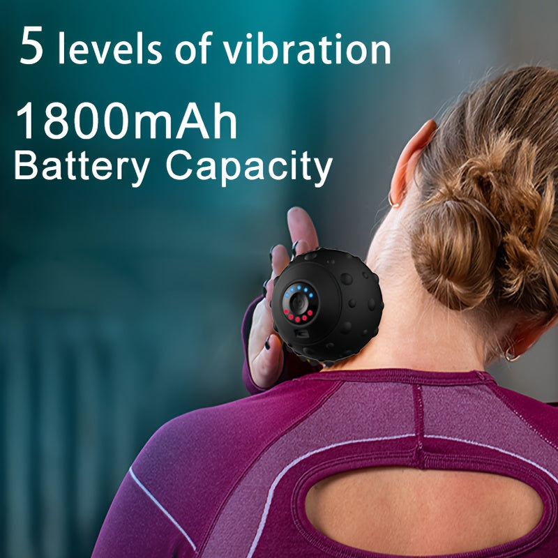 Balle de Massage Électrique Vibrante Rechargeable – 5 Intensités, Massage Profond & Récupération Musculaire UNISEX