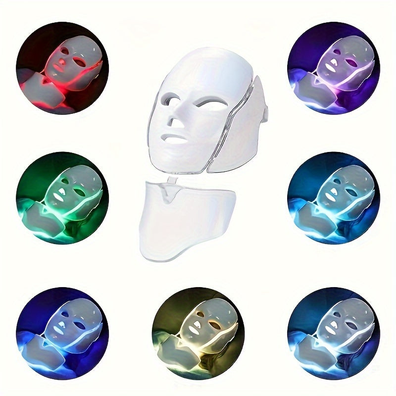 Masque LED Visage & Cou 7 Couleurs – Soin Beauté Professionnel à votre domicile ,parfaite pour prendre soin de son visage et son cou