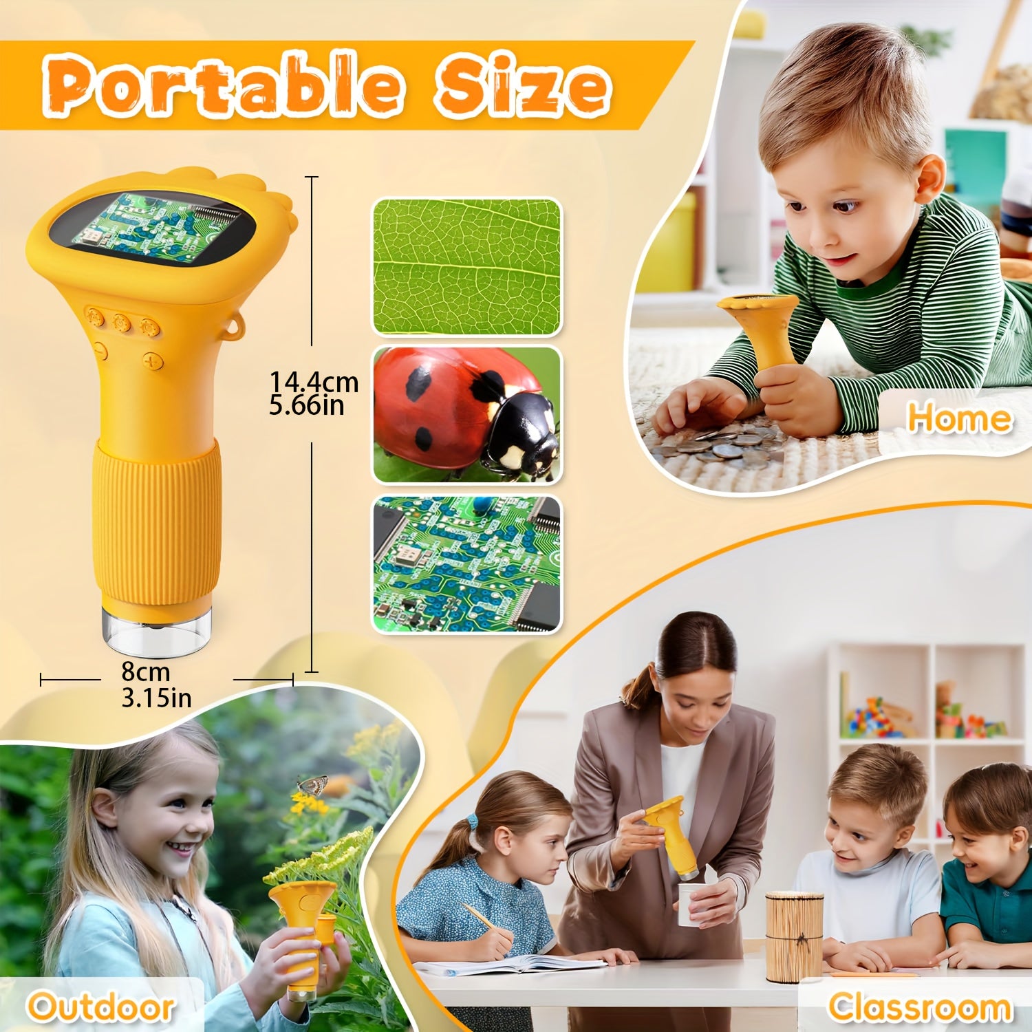 Mini Microscope numérique de poche rechargeable, cadeau éducatif pour enfants curieux de la nature