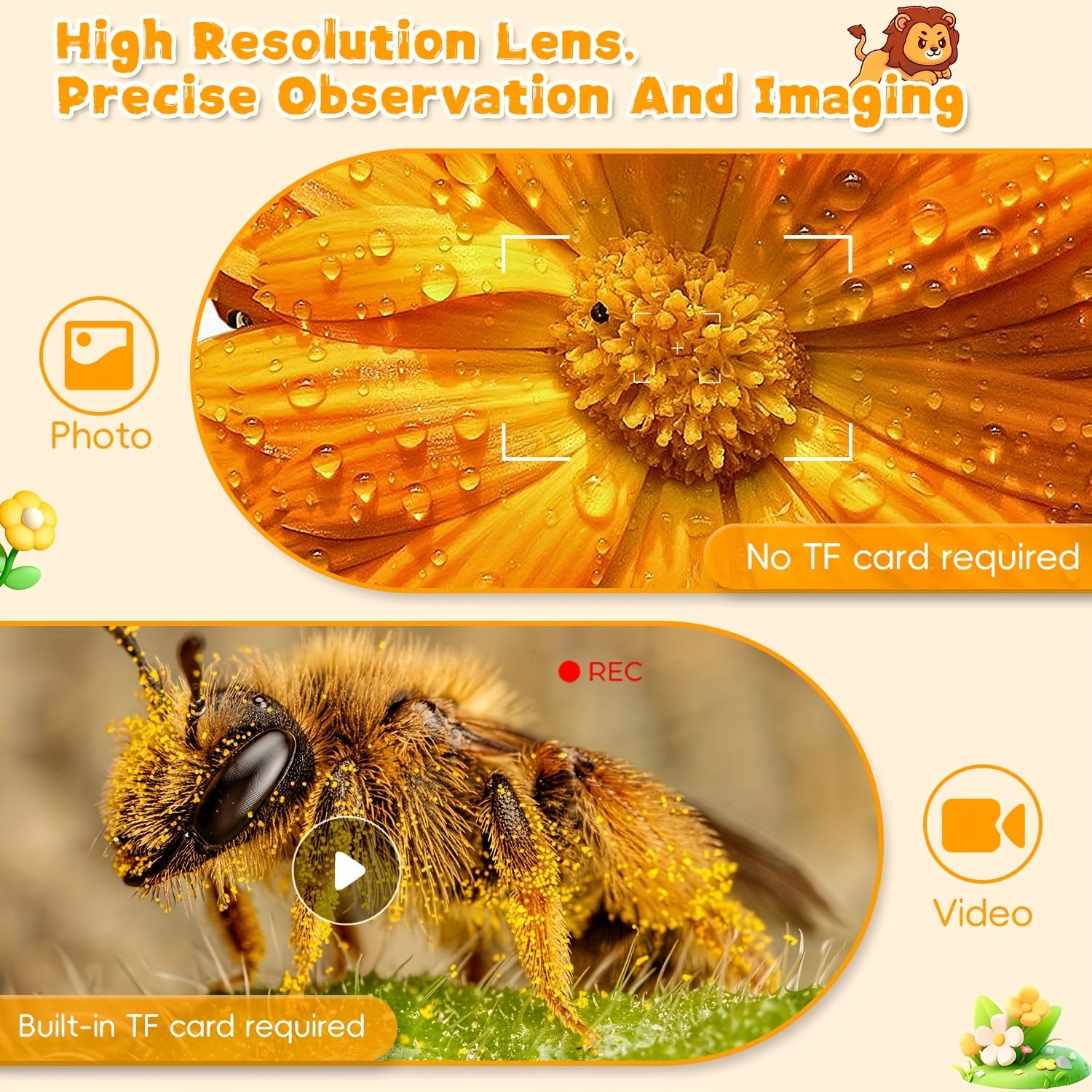 Mini Microscope numérique de poche rechargeable, cadeau éducatif pour enfants curieux de la nature