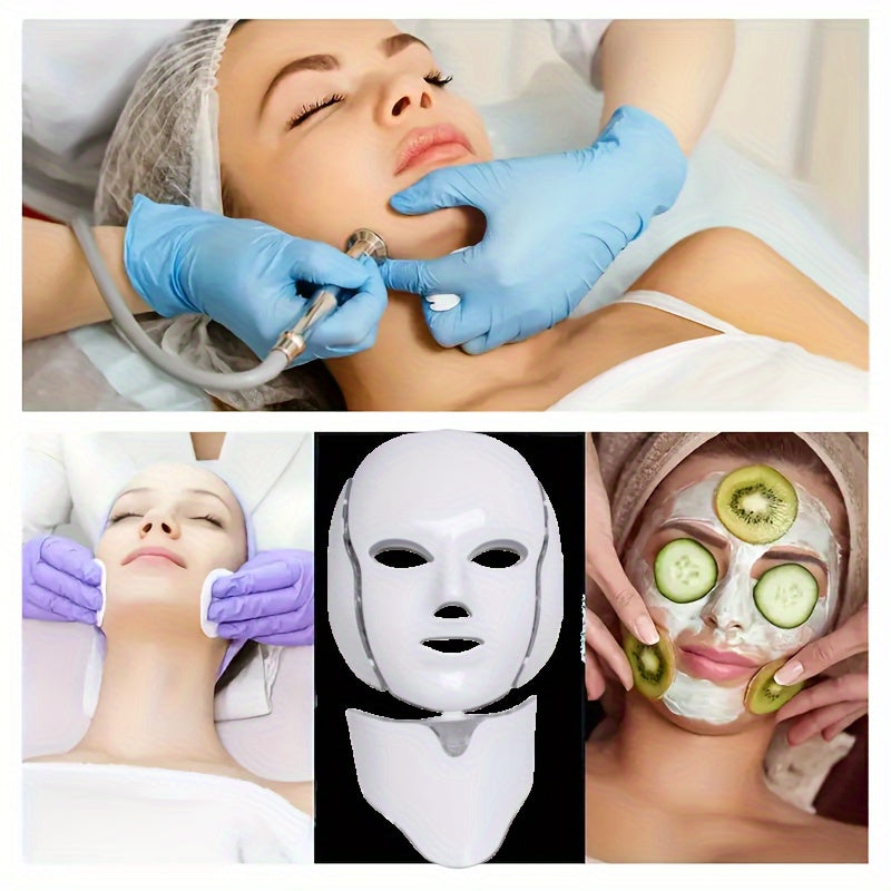 Masque LED Visage & Cou 7 Couleurs – Soin Beauté Professionnel à votre domicile ,parfaite pour prendre soin de son visage et son cou