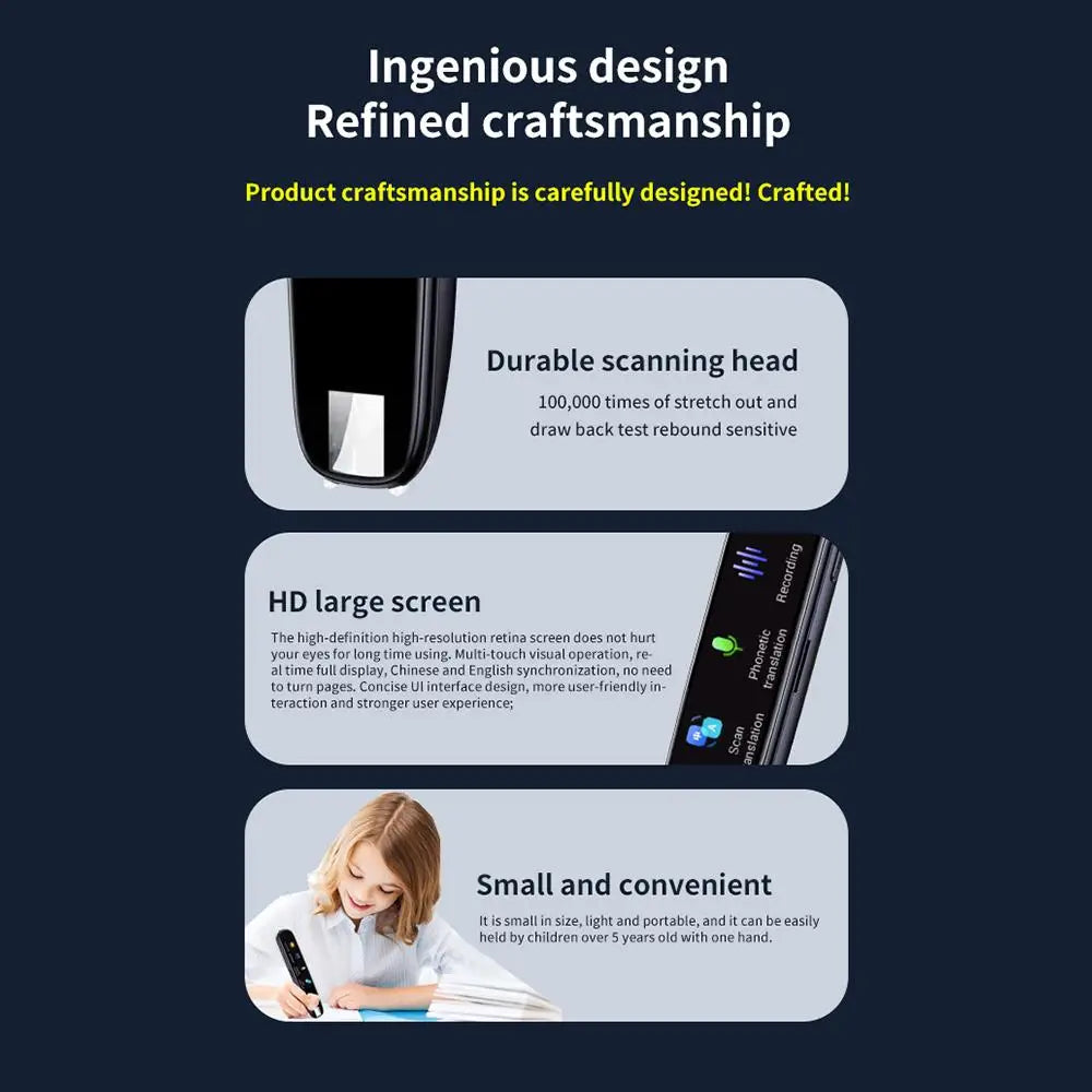 Stylo de traduction hors ligne pour enseignant, étudiant, dictionnaire anglais, Point de numérisation Intelligent, lecture, stylo de traduction de 123 langues