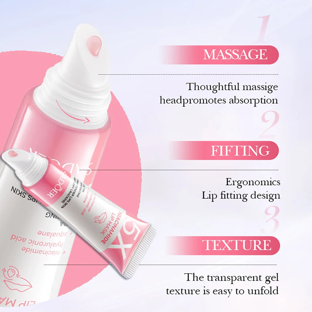 Masque Gloss pour les lèvres repulpant en NiacinaHydratation intense et anti séchage pour les lèvres douces et roses Soin des lèvres gercées