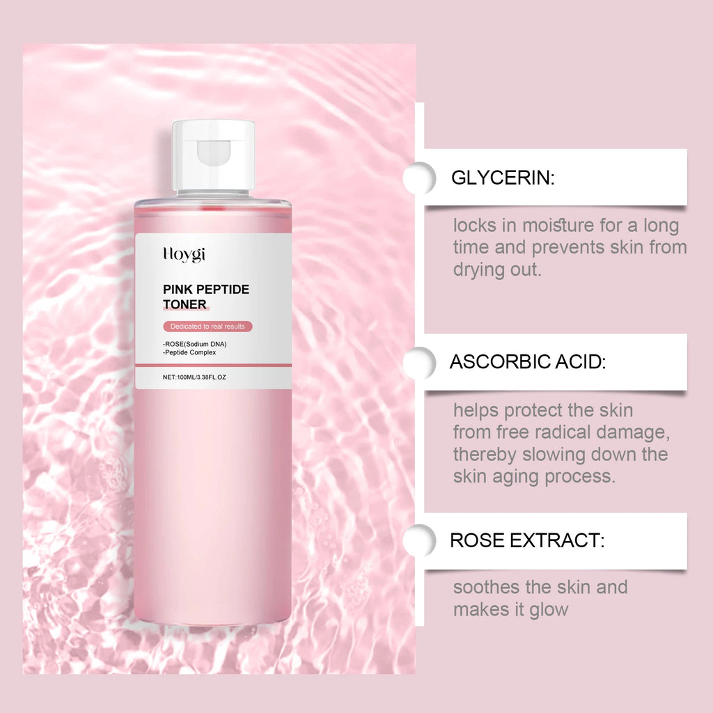 Tonique à l'essence et peptides de Rose et liftant pour la peau, apaisant, hydratant, rafraîchissant, revitalisant, nourrissant, éclaircissant, Peptide rose pour le visage