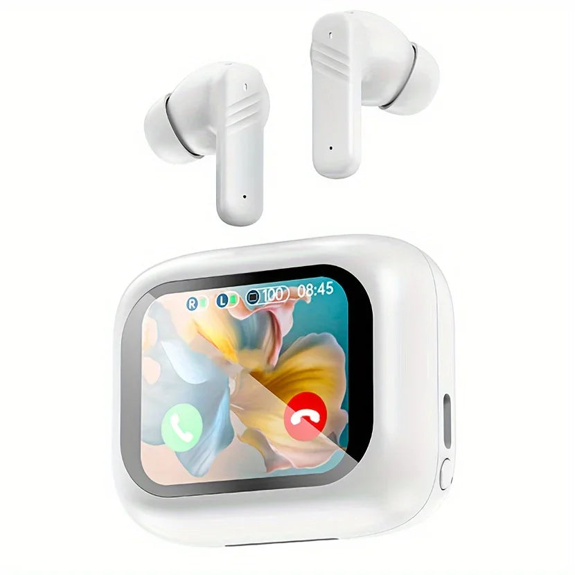 Écouteurs Bluetooth à suppression active du bruit, véritables écouteurs sans fil écran tactile intelligent