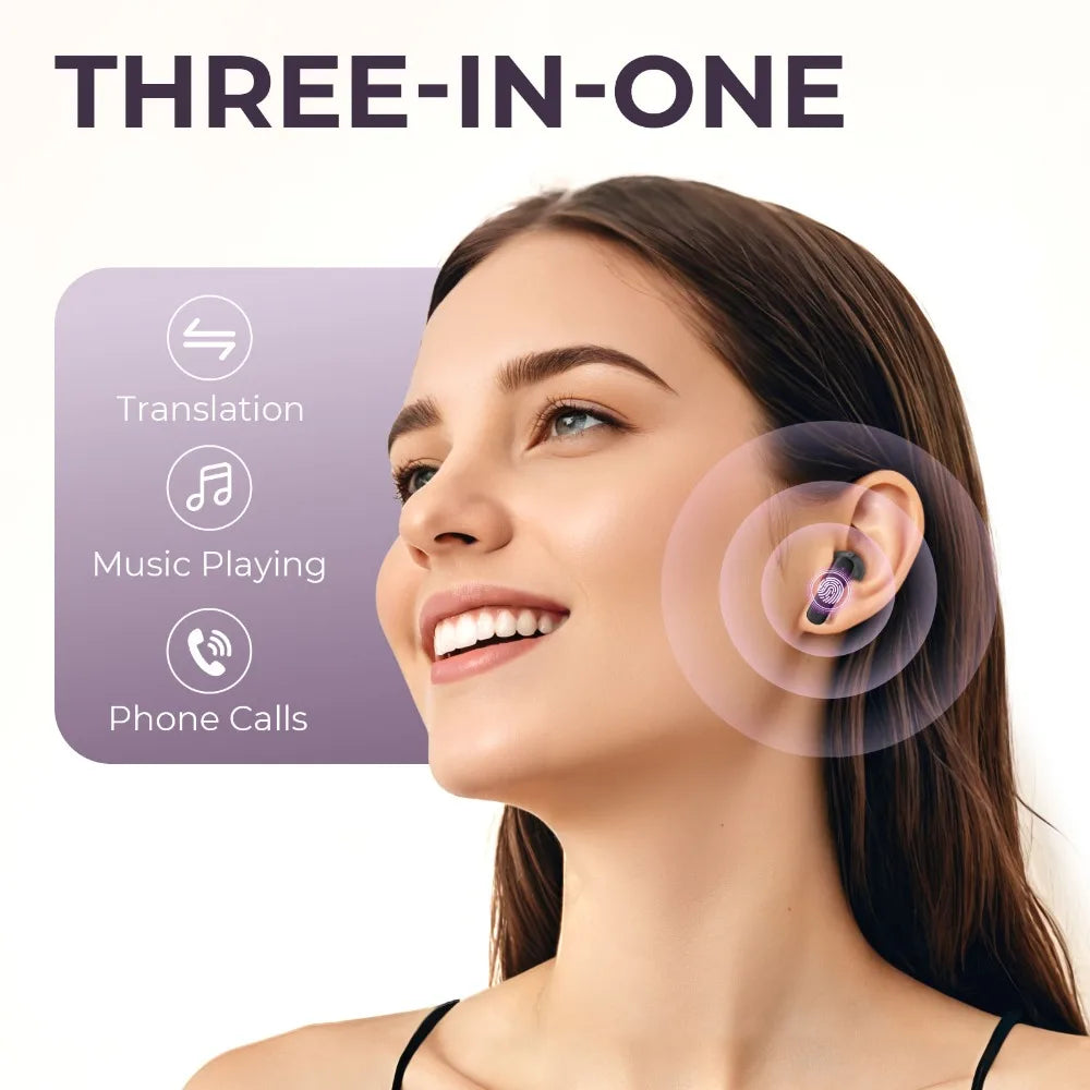 Écouteurs traducteurs en temps réel avec écran tactile 144 langues traduction Bluetooth 5.4 écouteurs casque antibruit